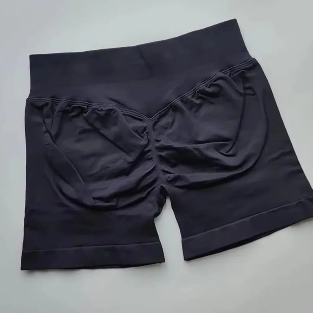 WOMEN SPORTS Impact Shorts Low Ribbed Waist Seamless Scrunch Bum Workout Gym Shorts Booty Hight Stretch Running Shorts