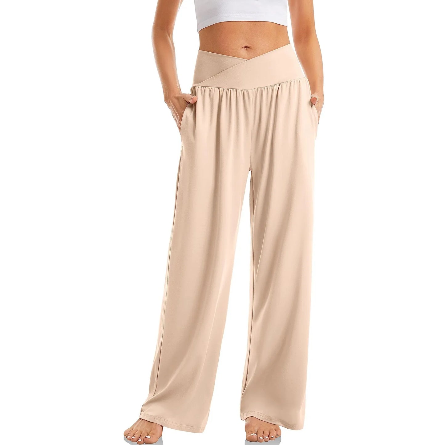 Wide Leg Pants For Women’S Sweatpants Straight Pants Bottom All-Math Plain Fitness Joggers Pants High Waist Travel Basic 2024