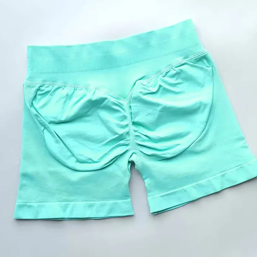 WOMEN SPORTS Impact Shorts Low Ribbed Waist Seamless Scrunch Bum Workout Gym Shorts Booty Hight Stretch Running Shorts