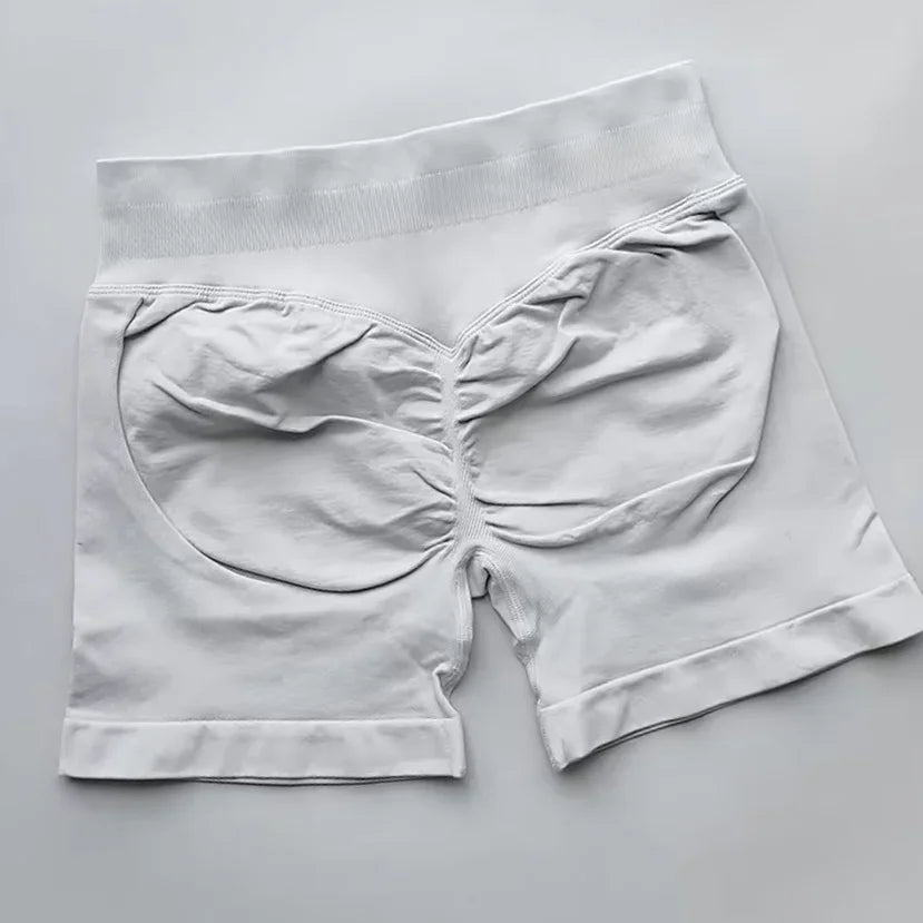 WOMEN SPORTS Impact Shorts Low Ribbed Waist Seamless Scrunch Bum Workout Gym Shorts Booty Hight Stretch Running Shorts