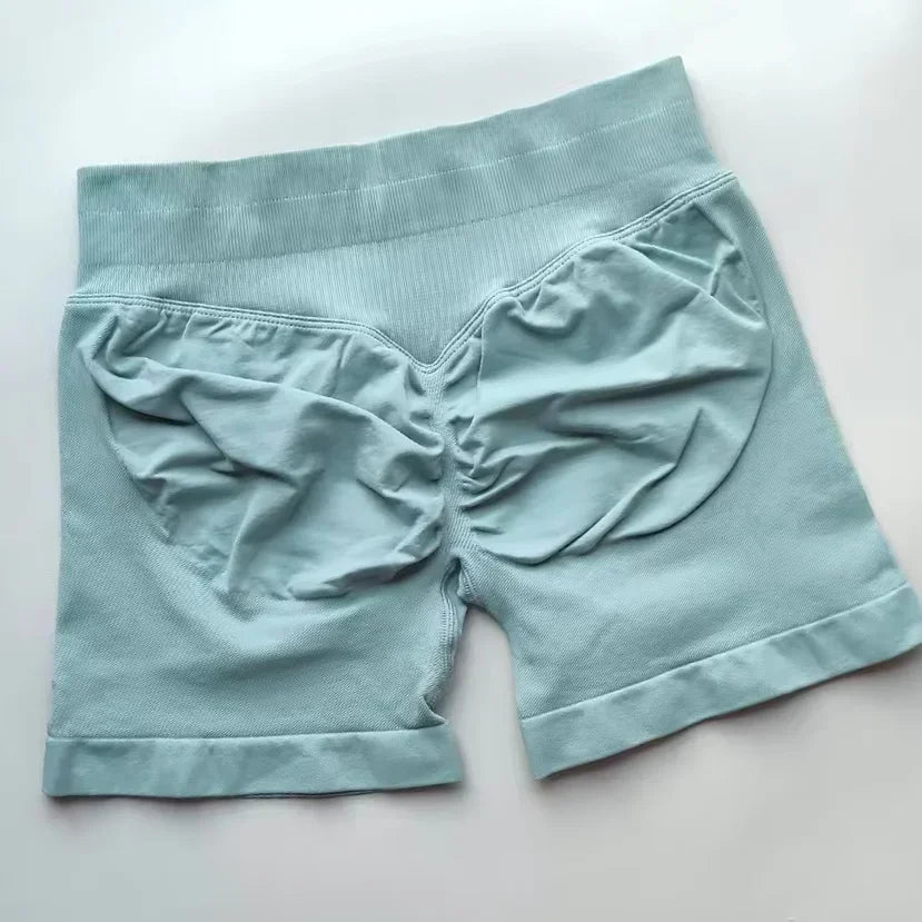 WOMEN SPORTS Impact Shorts Low Ribbed Waist Seamless Scrunch Bum Workout Gym Shorts Booty Hight Stretch Running Shorts