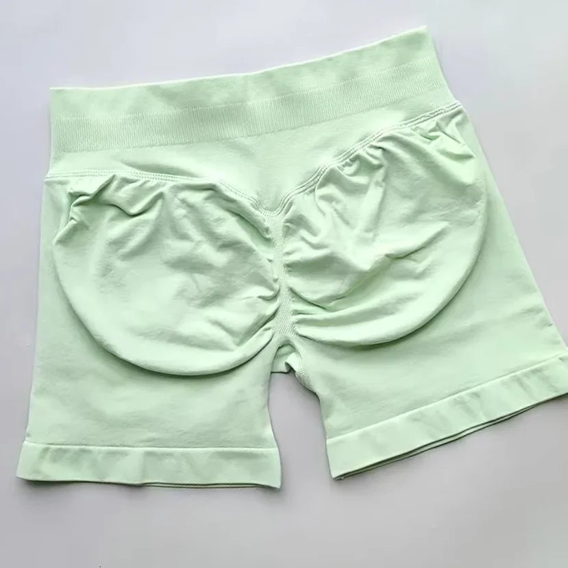 WOMEN SPORTS Impact Shorts Low Ribbed Waist Seamless Scrunch Bum Workout Gym Shorts Booty Hight Stretch Running Shorts