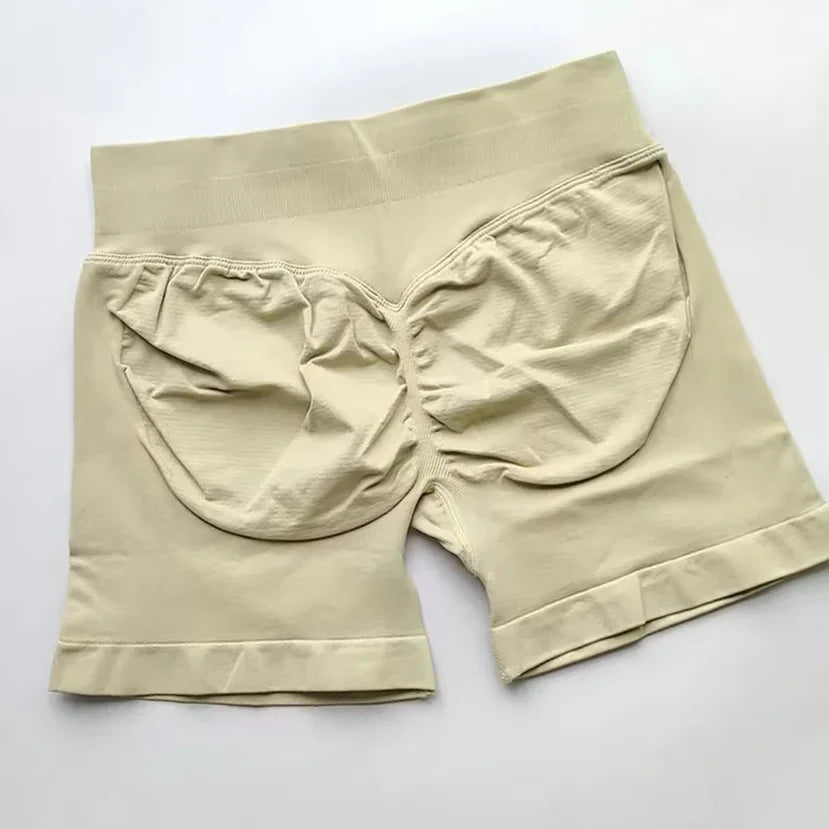 WOMEN SPORTS Impact Shorts Low Ribbed Waist Seamless Scrunch Bum Workout Gym Shorts Booty Hight Stretch Running Shorts