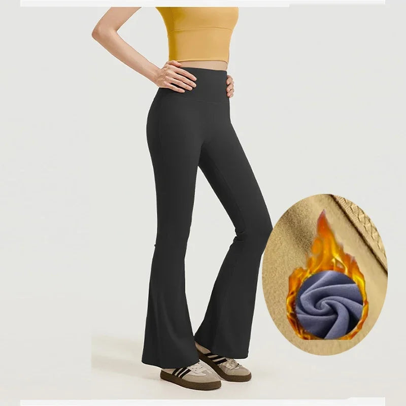Aiithuug Fleece Warm Yoga Pants Gym Legging Super Stretchy Bell Bottoms Bootcut Yoga Leggings Yoga Flare Leggings Workout