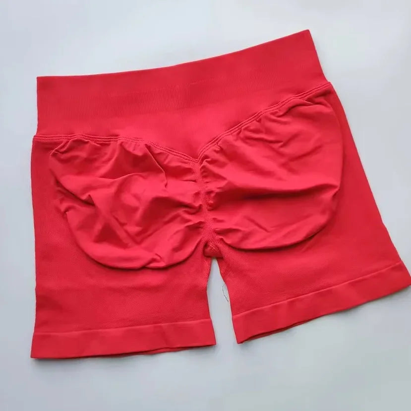WOMEN SPORTS Impact Shorts Low Ribbed Waist Seamless Scrunch Bum Workout Gym Shorts Booty Hight Stretch Running Shorts