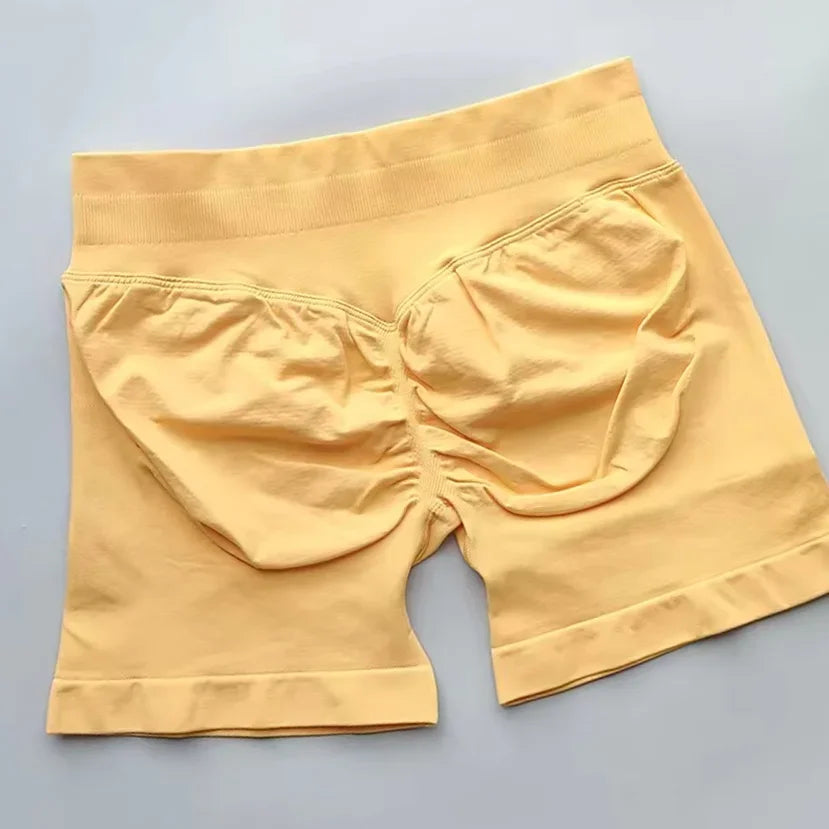 WOMEN SPORTS Impact Shorts Low Ribbed Waist Seamless Scrunch Bum Workout Gym Shorts Booty Hight Stretch Running Shorts