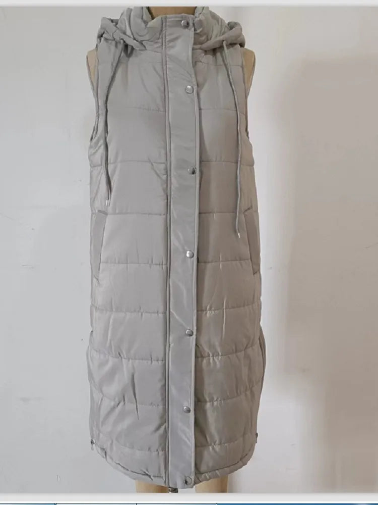 Long with Hood Outdoor Vest Down Women's Jacket Quilted Coat Sleeveless Jacket Winter Light Weight Sweaters