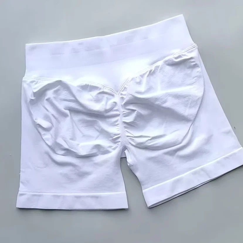 WOMEN SPORTS Impact Shorts Low Ribbed Waist Seamless Scrunch Bum Workout Gym Shorts Booty Hight Stretch Running Shorts