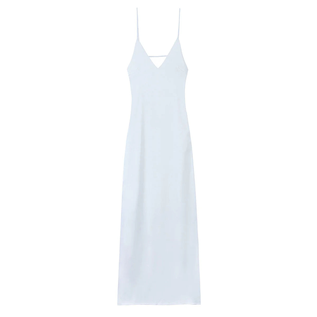 TRAFZA Women Summer Yellow Stain V Neck Sling Dress Elegant Sleeveless Loose Maxi Robes 2025 New Ladies Party Holiday Dresses