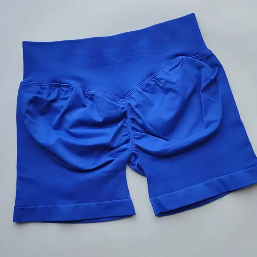 WOMEN SPORTS Impact Shorts Low Ribbed Waist Seamless Scrunch Bum Workout Gym Shorts Booty Hight Stretch Running Shorts