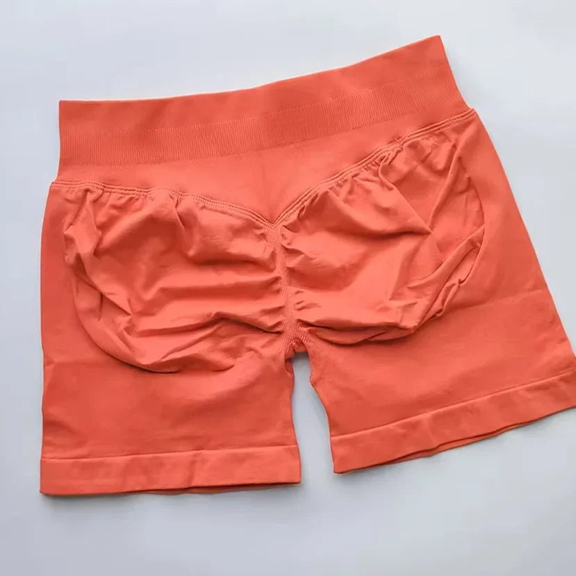 WOMEN SPORTS Impact Shorts Low Ribbed Waist Seamless Scrunch Bum Workout Gym Shorts Booty Hight Stretch Running Shorts