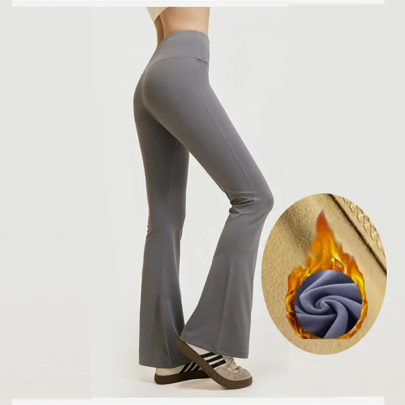 Aiithuug Fleece Warm Yoga Pants Gym Legging Super Stretchy Bell Bottoms Bootcut Yoga Leggings Yoga Flare Leggings Workout