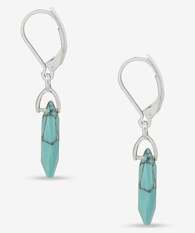 Turquoise and Silver Western Style Drop Earrings