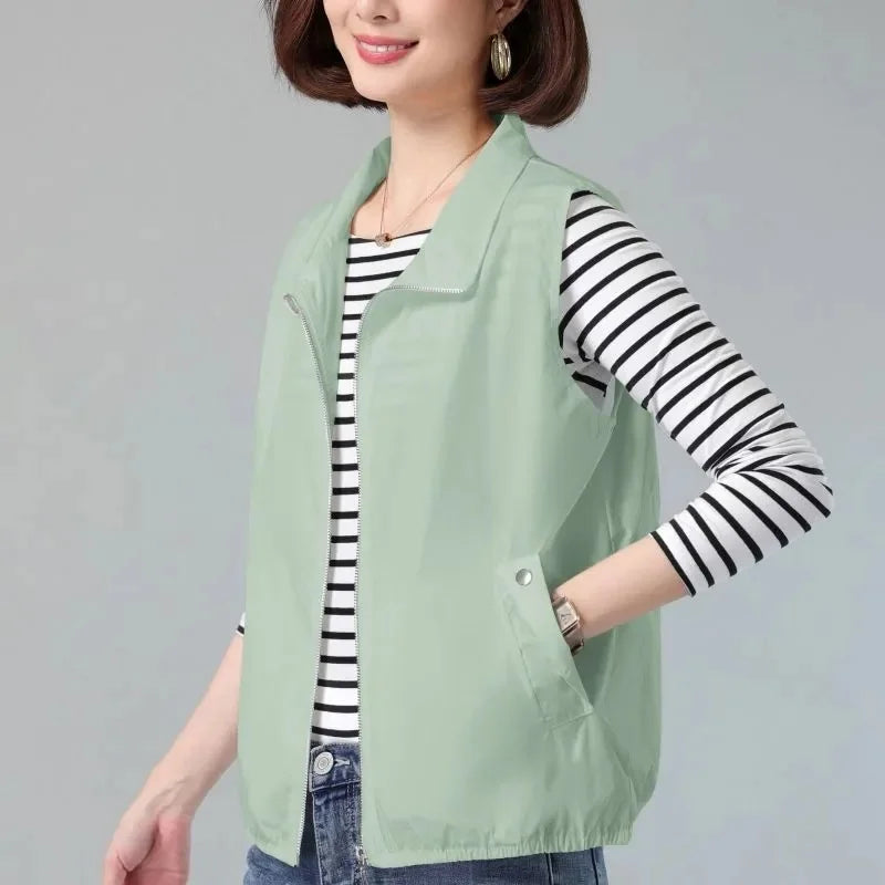 Women Sun-Proof Vest 2025 New Spring Summer Casual Sleeveless Female Thin Waistcoat Short Jackets Ladies To