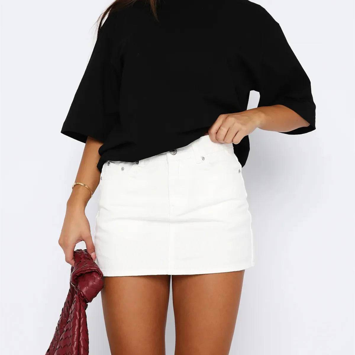 Imcute Women Y2k Denim Mini Skirt Fashion Low Rise A-Line Slim Fit Button Up Summer Trendy Short Jean Skirt with Pockets