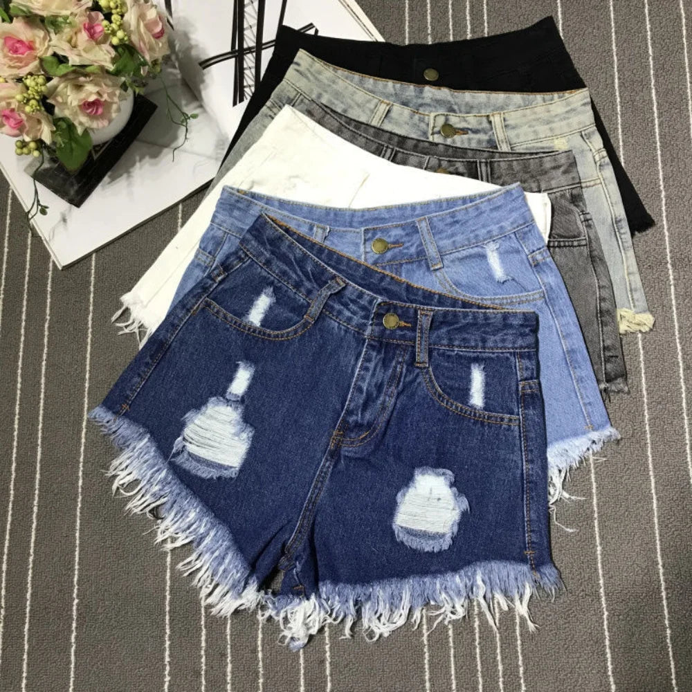 A-Line Sexy Hot Girl Denim Shorts Fashion Women Hollow Out Pocket High Waist Short Jeans Casual Streetwear Y2K Vintage Trousers