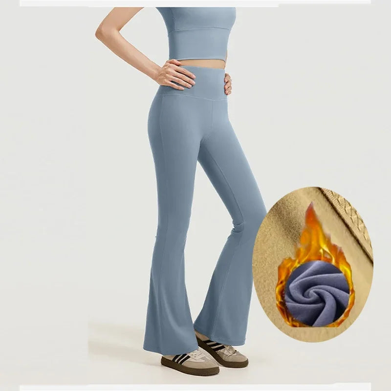 Aiithuug Fleece Warm Yoga Pants Gym Legging Super Stretchy Bell Bottoms Bootcut Yoga Leggings Yoga Flare Leggings Workout