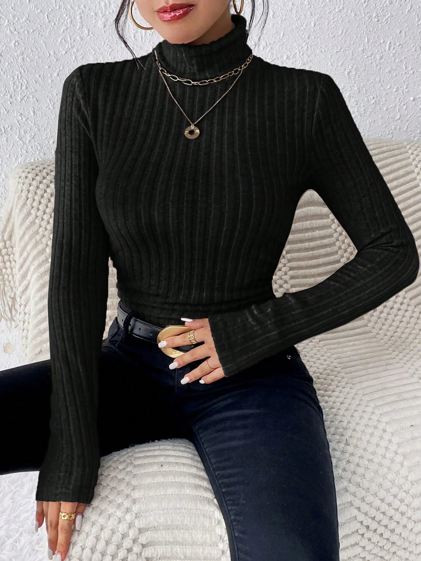 Special offer clearance sale of new women's autumn and winter semi-high-neck sweaters and slim-fitting long-sleeved warm tops