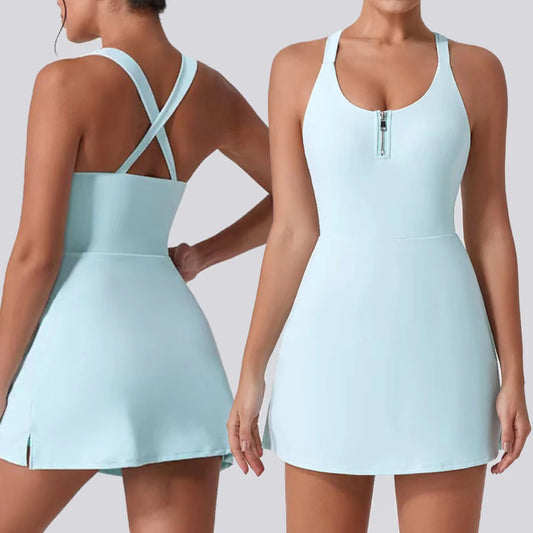 New Zip Up Athletic Golf Dress with Shorts and Pockets,Tennis Workout Dresse Sports Tracksuits for Ladies