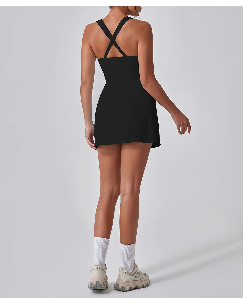 New Zip Up Athletic Golf Dress with Shorts and Pockets,Tennis Workout Dresse Sports Tracksuits for Ladies