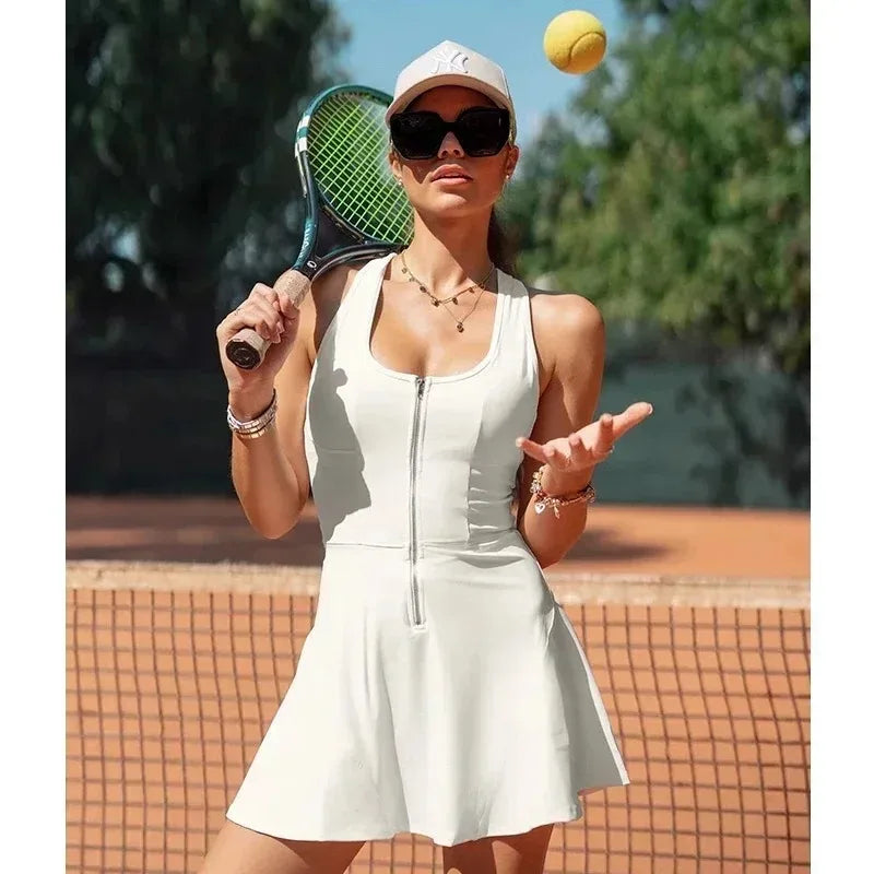 Fitness Sports Loose Dress with Chest Pad Running Fitness Tennis Dresses