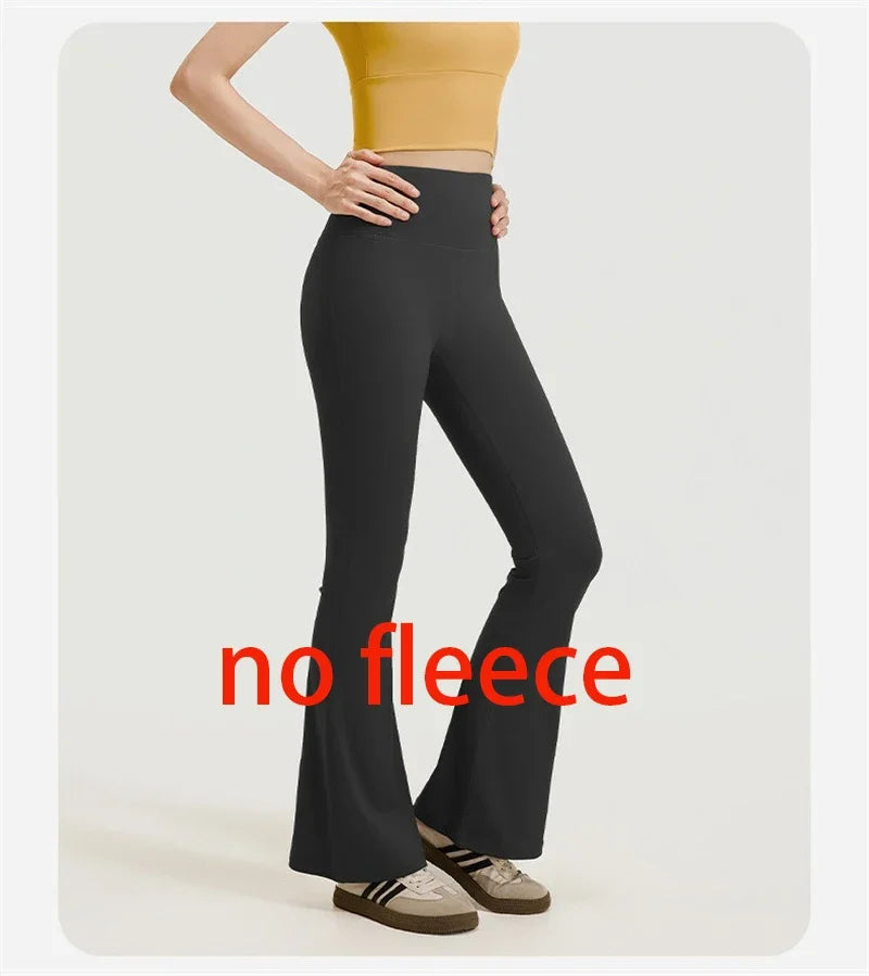 Aiithuug Fleece Warm Yoga Pants Gym Legging Super Stretchy Bell Bottoms Bootcut Yoga Leggings Yoga Flare Leggings Workout