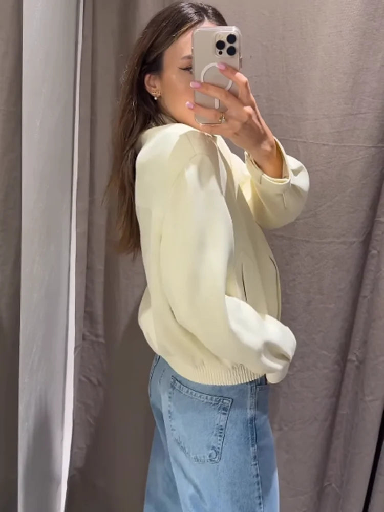 White Lapel Single Breasted Jacket Women Casual Full Sleeve Pocket Short Coats Wide Led Pant Lady Autumn Highstreet Outerwear