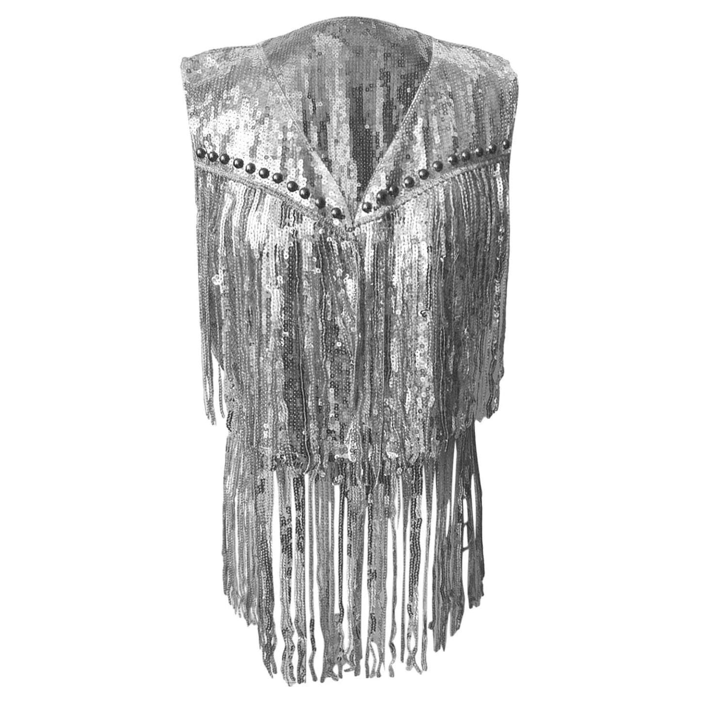 Sequin Tassel Vest Women Fashion Solid Casual Fringe Vest Sleeveless Hip Hop Jacket Denim Style Waistcoat Dancing Vest ﻿Outfit
