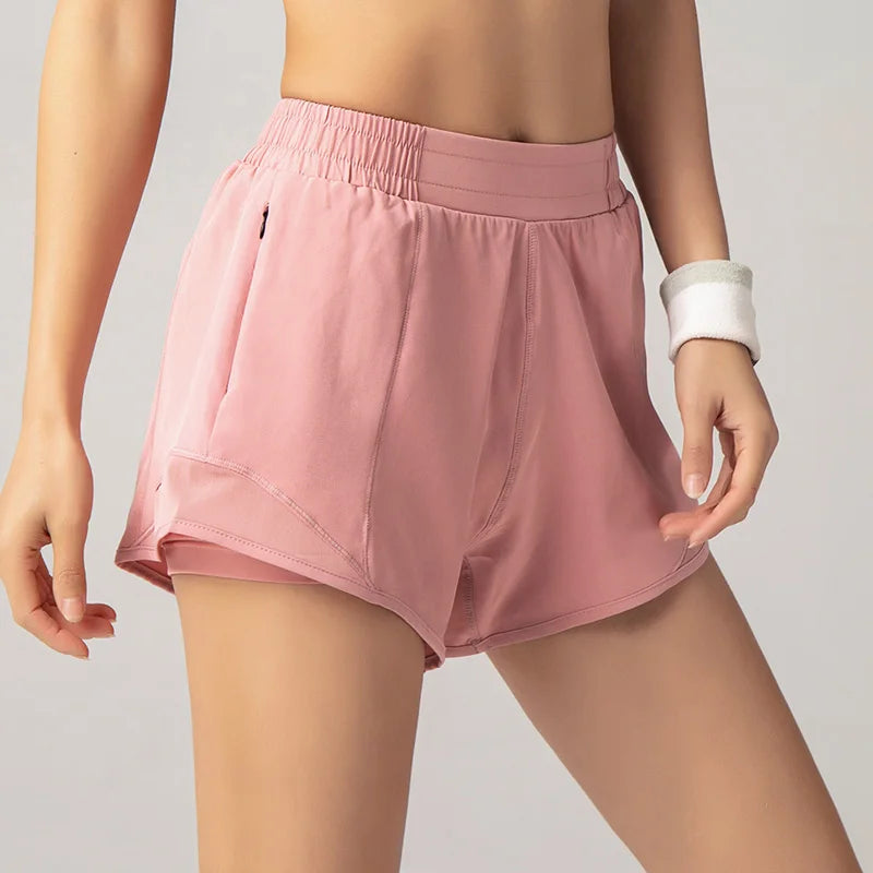 2024 Sport Shorts Women Sportswear Double-deck Running Shorts Yoga Bottoms Summer Gym Fitness Training Jogging Short Pants