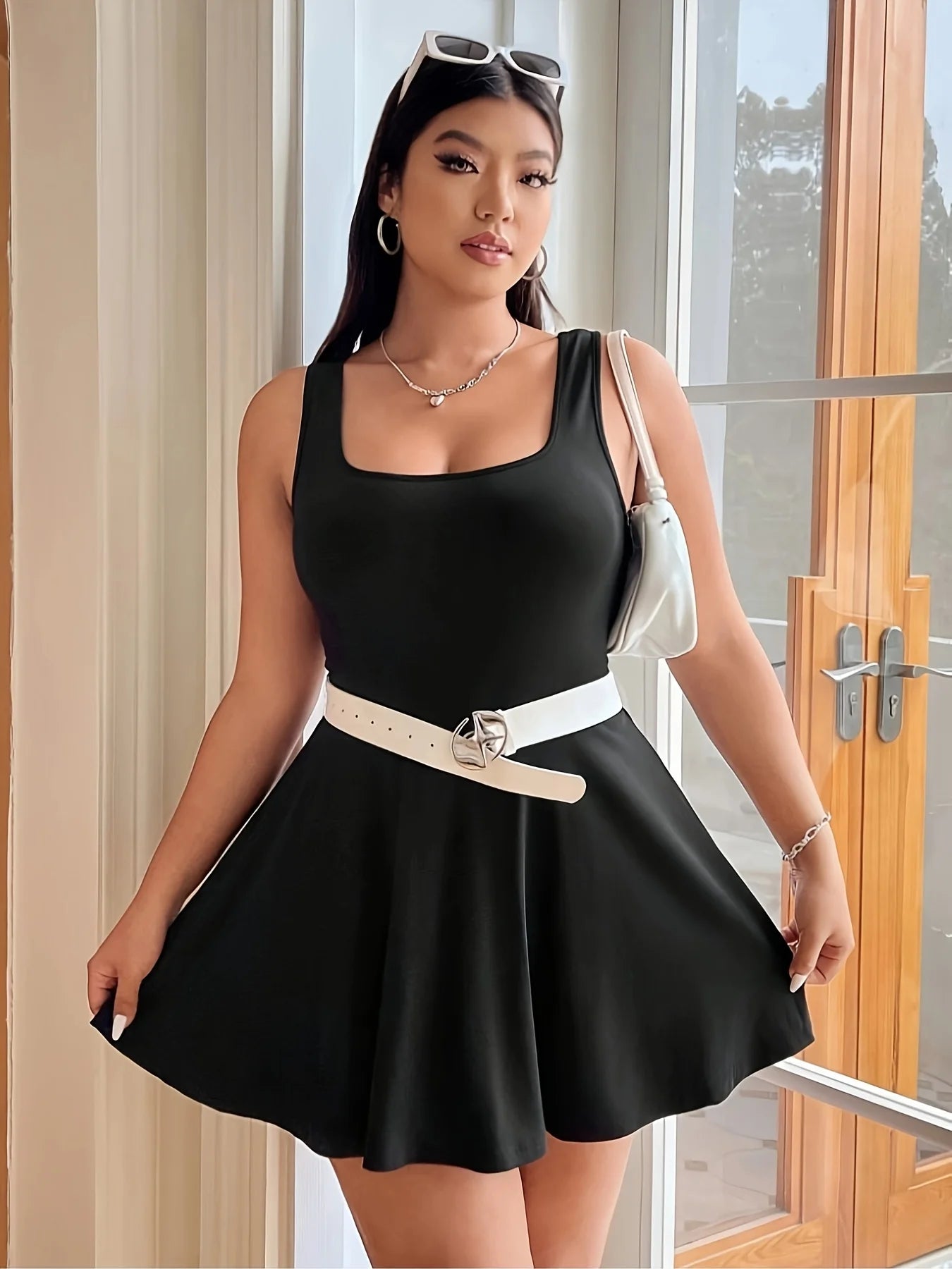 Women's solid color sleeveless casual sports running fitness golf dress