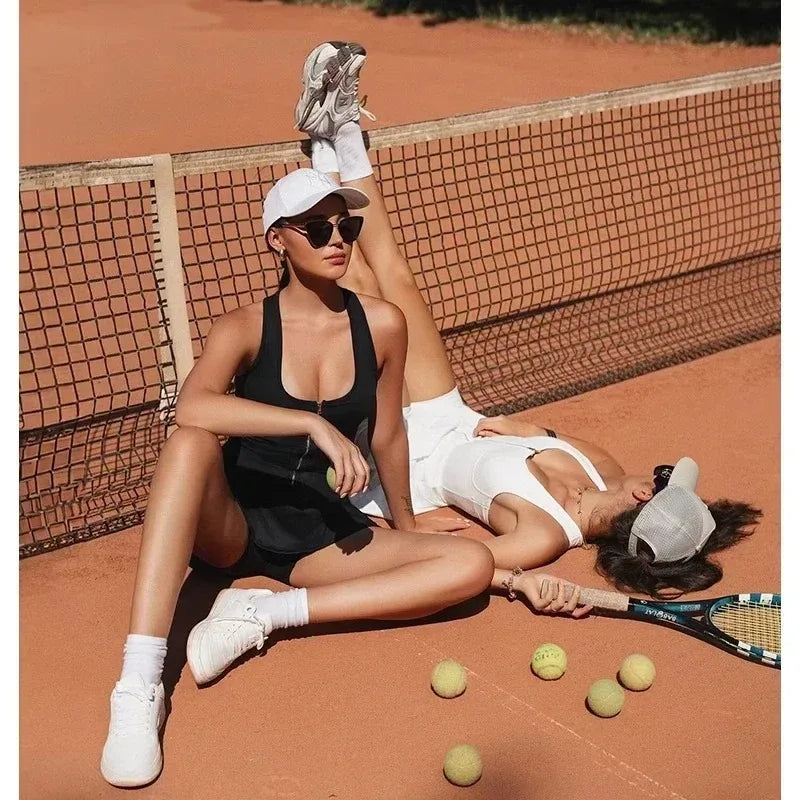 Fitness Sports Loose Dress with Chest Pad Running Fitness Tennis Dresses