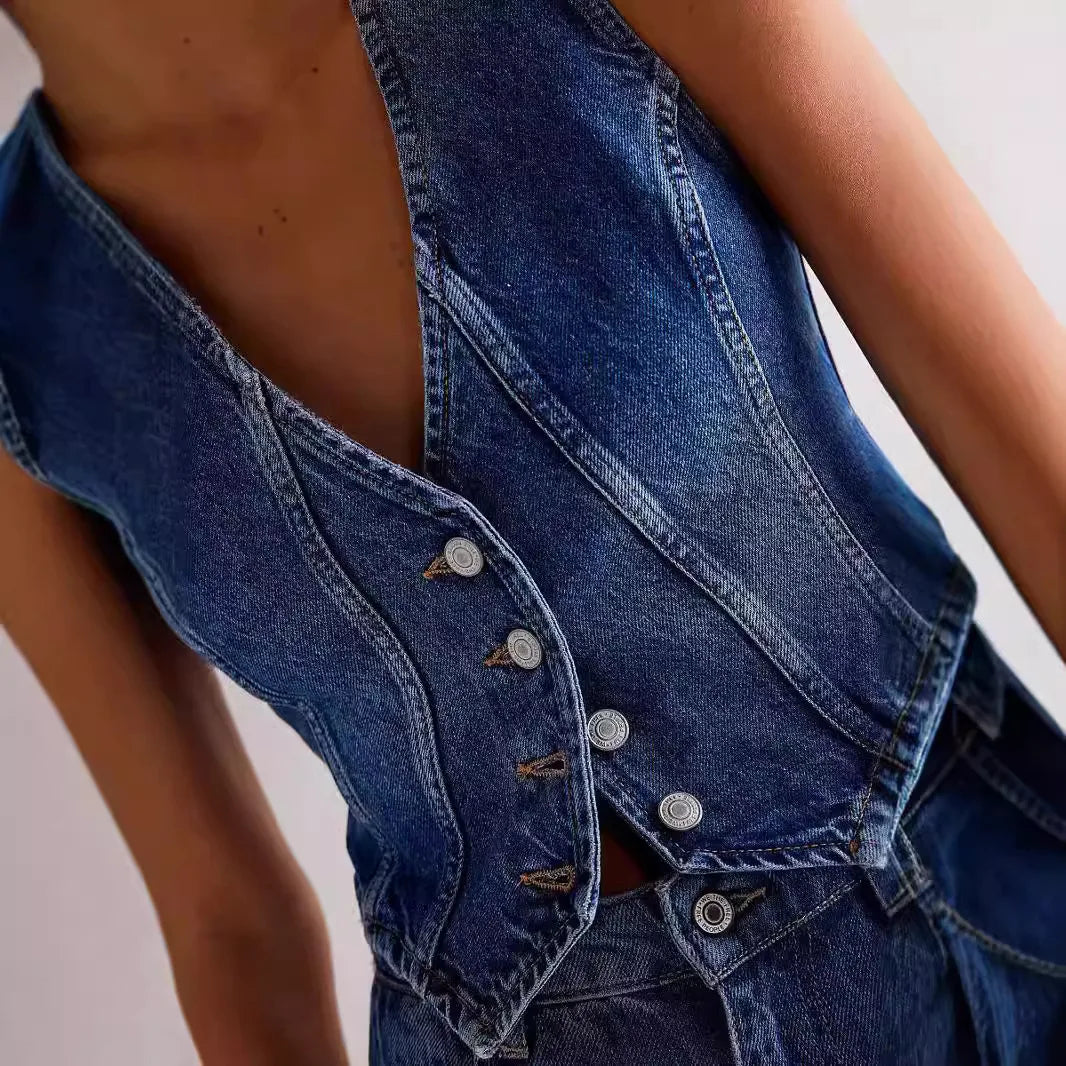 Womens Summer Vest Down Vest Jacket Coat Autumn Blazer Winter Button Denim Outwear Suit Cardigan Female Sleeveless Jackets