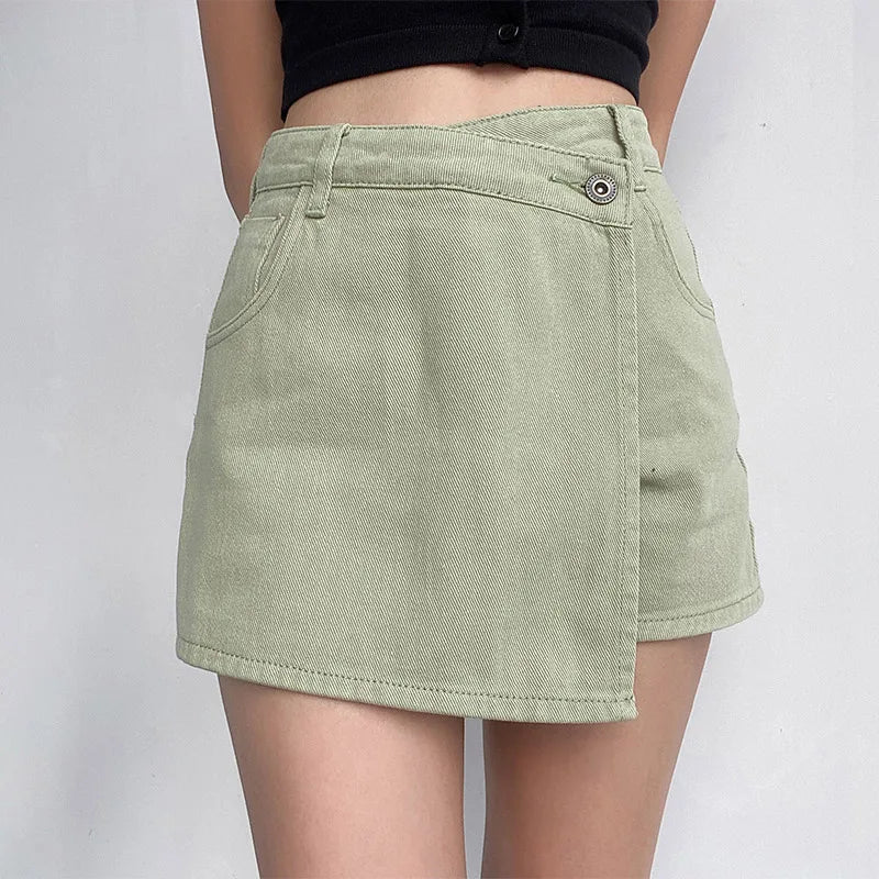 Irregular Denim Skirt for Women Slim High-waisted A-line Jeans Skirt Shorts Fashion Vintage Streetwear Y2k Clothing Female