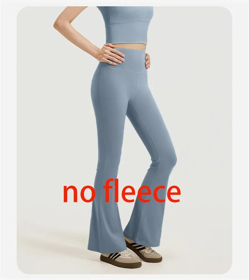 Aiithuug Fleece Warm Yoga Pants Gym Legging Super Stretchy Bell Bottoms Bootcut Yoga Leggings Yoga Flare Leggings Workout