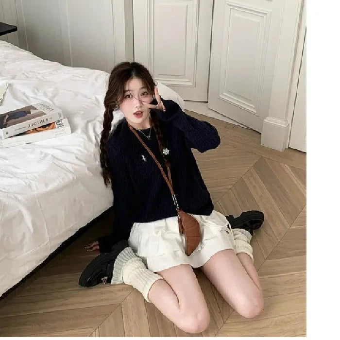 Soft And Supple Women's Autumn/Winter Cable Knit Sweater High-End Feel 2024 New Style Knitted Top Inner Layer