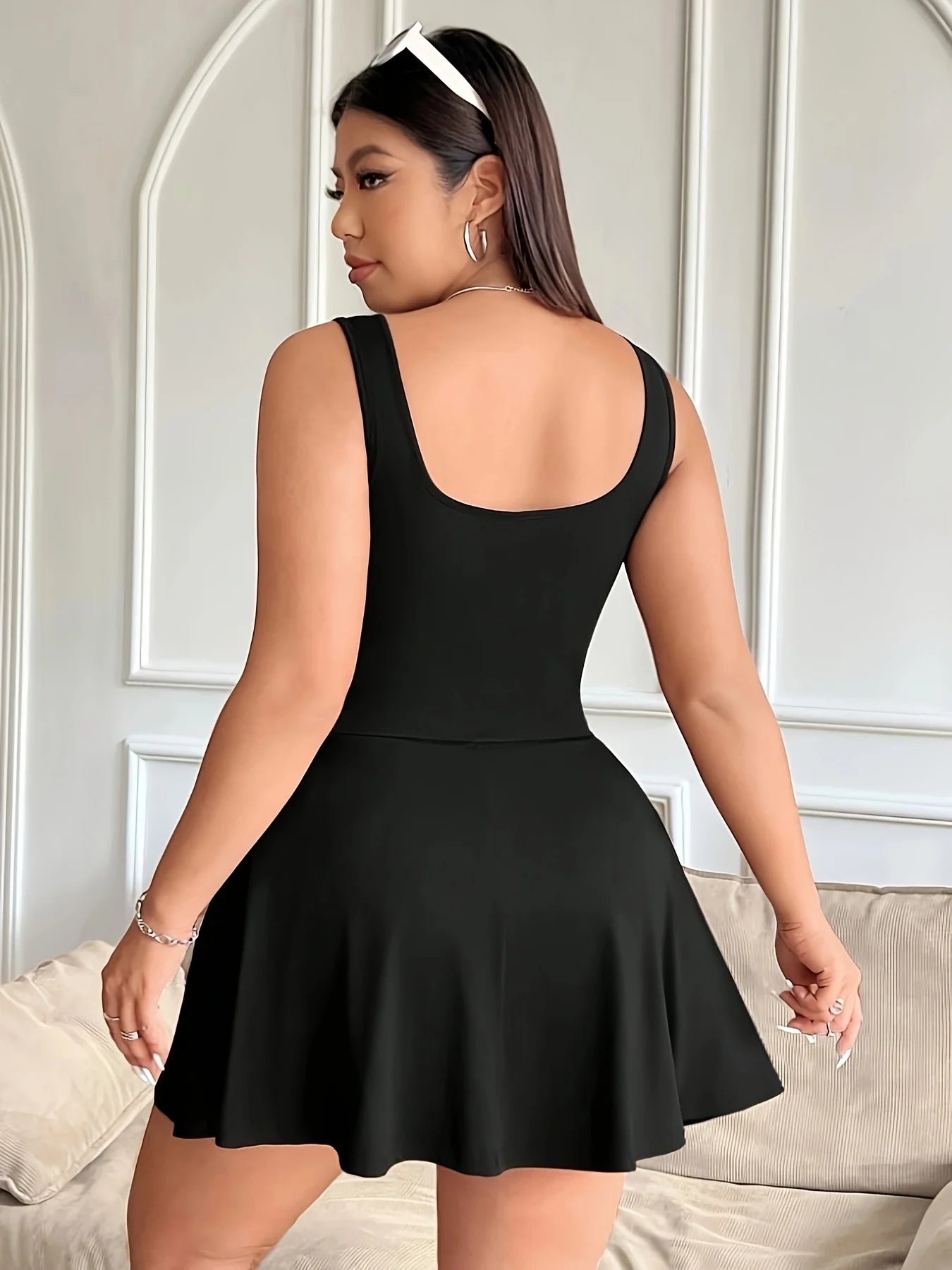 Women's solid color sleeveless casual sports running fitness golf dress