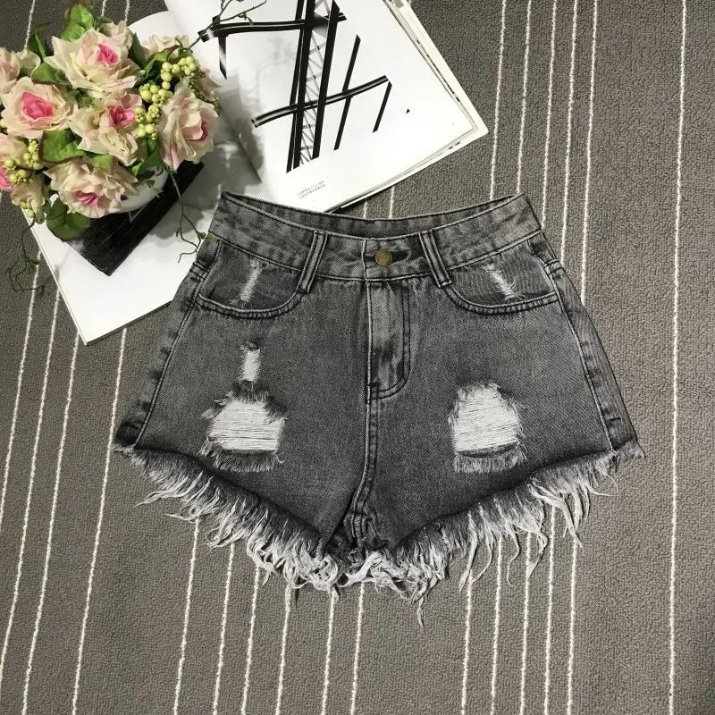 A-Line Sexy Hot Girl Denim Shorts Fashion Women Hollow Out Pocket High Waist Short Jeans Casual Streetwear Y2K Vintage Trousers