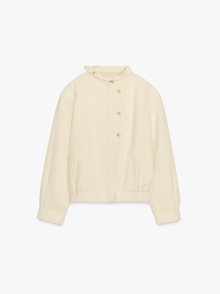 White Lapel Single Breasted Jacket Women Casual Full Sleeve Pocket Short Coats Wide Led Pant Lady Autumn Highstreet Outerwear