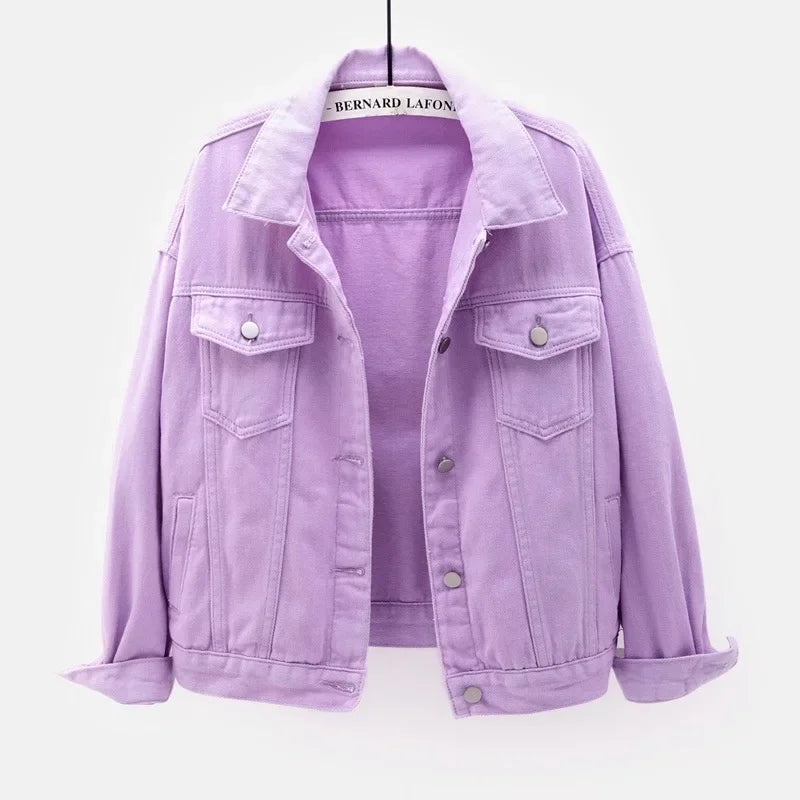 Classic Denim Jacket Women Jeans 2023 Jean Boyfriend Jackets for Women Oversize Loose Coat Veste Femme Purple White Yellow Mujer