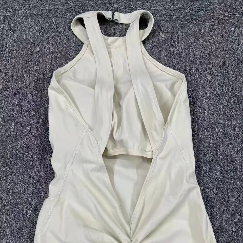 2024 Rompers Yoga Sets Sleeveless pants Jumpsuit for Women Fitness Gym Clothing Workout Open Back Sports Suit with chest pad