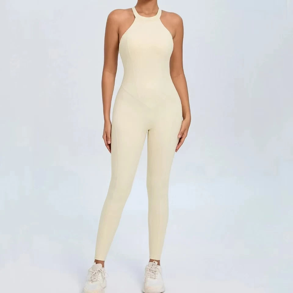 2024 Rompers Yoga Sets Sleeveless pants Jumpsuit for Women Fitness Gym Clothing Workout Open Back Sports Suit with chest pad