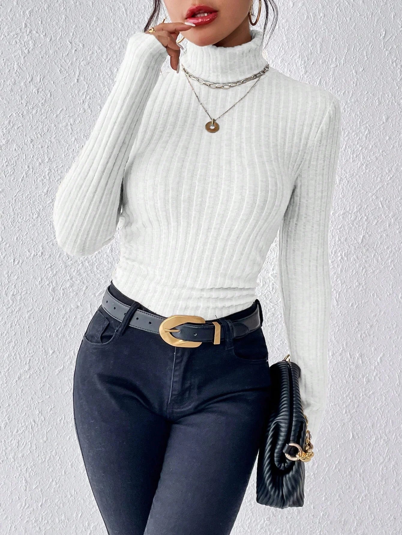 Special offer clearance sale of new women's autumn and winter semi-high-neck sweaters and slim-fitting long-sleeved warm tops