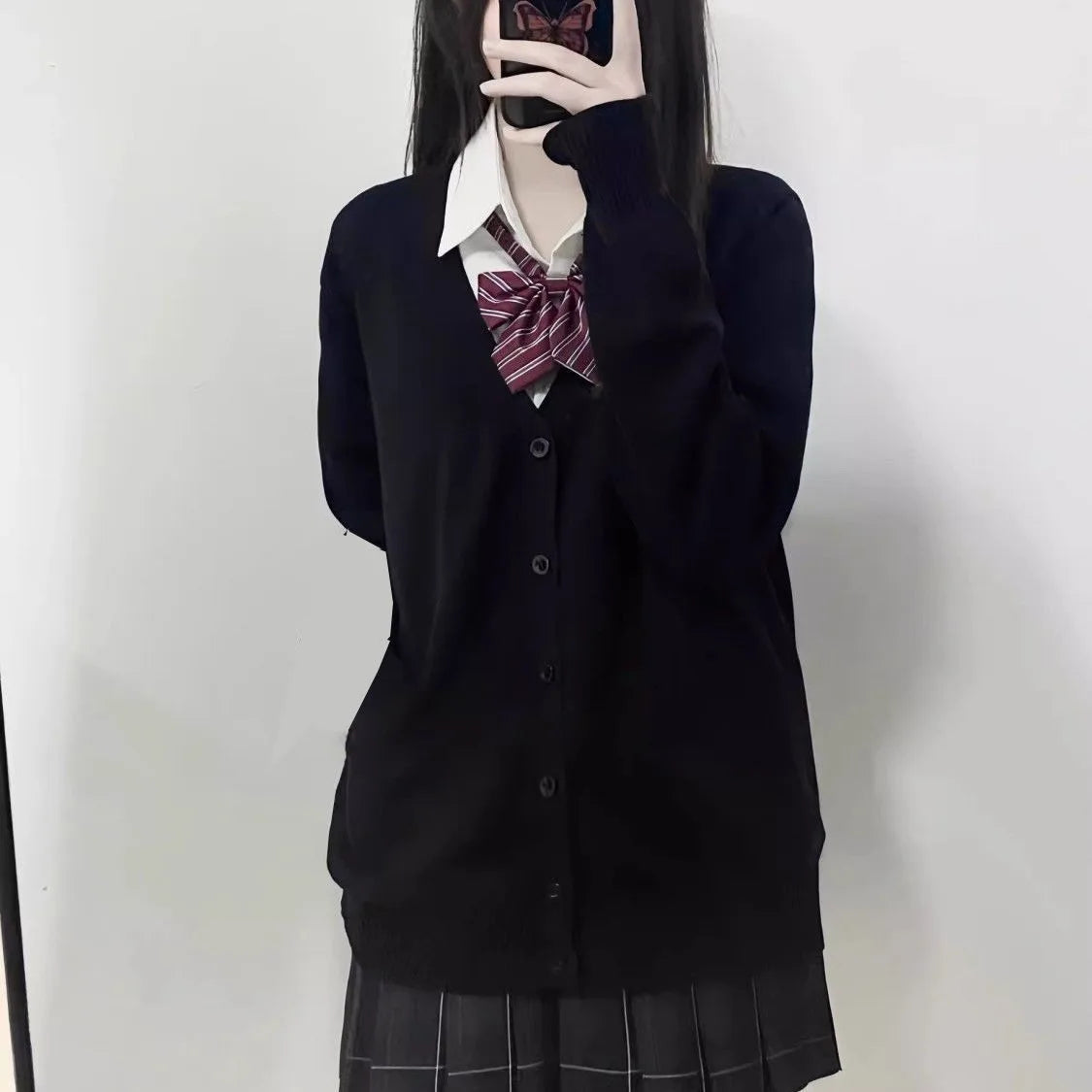 Japanese fashion solid color V-neck knitted sweater,original newJK uniform cardigan top,autumn and winter women's cotton sweater