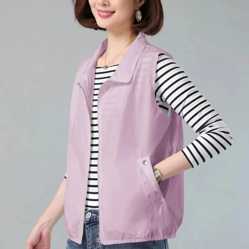 Women Sun-Proof Vest 2025 New Spring Summer Casual Sleeveless Female Thin Waistcoat Short Jackets Ladies To