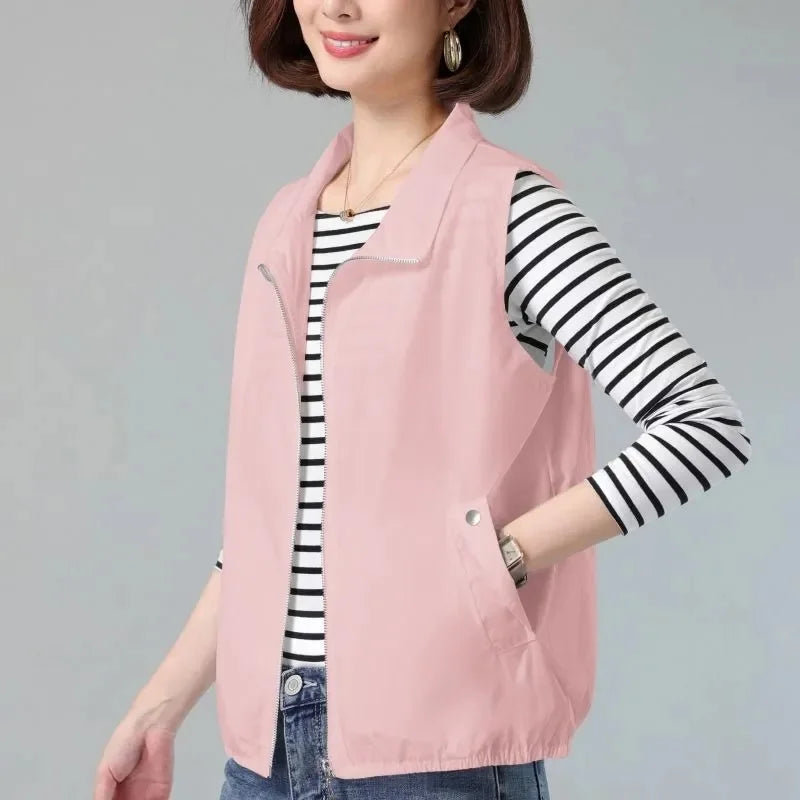 Women Sun-Proof Vest 2025 New Spring Summer Casual Sleeveless Female Thin Waistcoat Short Jackets Ladies To