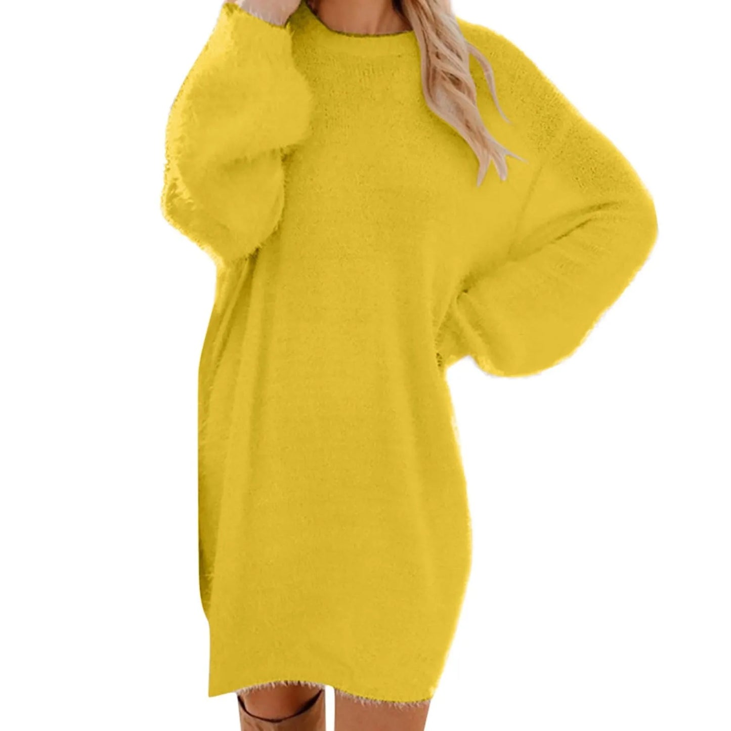 Women Winter Sweater Knit Crewneck Warm Long Sleeve Casual Sweatshirts Dress Casual Breathable Winter Warm Comfort Dress