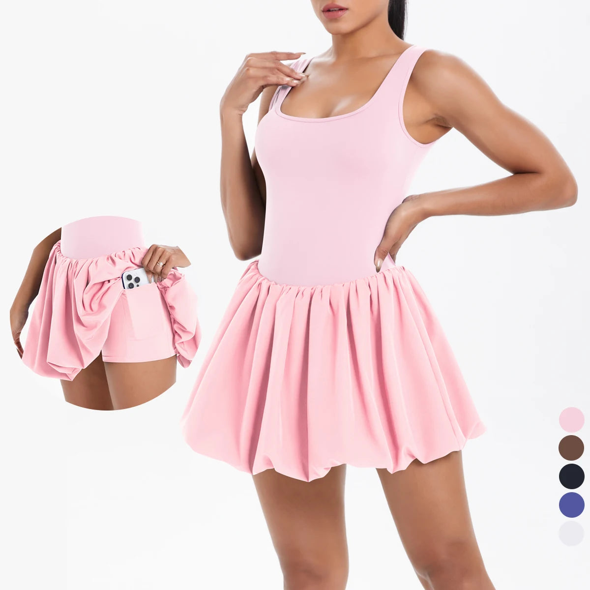 Athletic Yoga Fitness Dress Fitness High Stretch Slim Double Side Non-slip Women's Sports Dresses