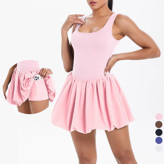 Athletic Yoga Fitness Dress Fitness High Stretch Slim Double Side Non-slip Women's Sports Dresses