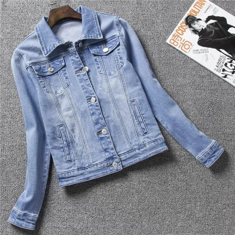 2024 Autumn Women's Casual Denim Jacket Jacket Women's Long-Sleeved Single-Breasted Jeans Jacket Women's Short Top