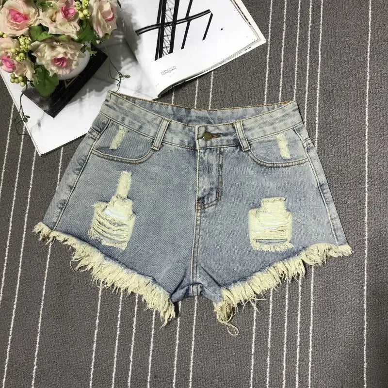 A-Line Sexy Hot Girl Denim Shorts Fashion Women Hollow Out Pocket High Waist Short Jeans Casual Streetwear Y2K Vintage Trousers